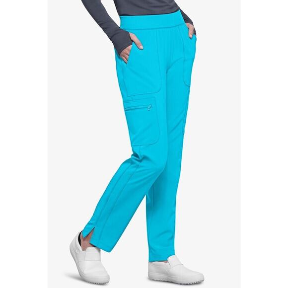 Cherokee Infinity RIB-KNIT DRAWSTRING WAIST SCRUB PANT | Turquoise TRQ - Large - Picture 4 of 4